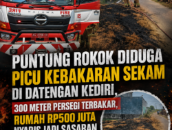 Puntung Rokok Diduga Picu Kebakaran Sekam di Datengan Kediri, 300 Meter Persegi Terbakar, Rumah Rp500 Juta Nyaris Jadi Sasaran