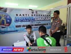 Sambut Hari Lalu Lintas Bhayangkara, Satlantas Polres Lumajang Gelar Cek Kesehatan Gratis Driver Ojol