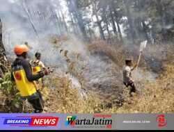 Polres Ngawi dan Tim Gabungan Jinakan Api di Gunung Botak, Medan Berat Jadi Tantangan
