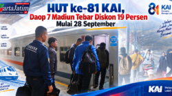 HUT ke-81 KAI, Daop 7 Madiun Tebar Diskon 19 Persen Mulai 28 September