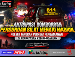 Antisipasi Rombongan Perguruan Silat Menuju Madiun, Polsek Tarokan Perkuat Pengamanan di Perbatasan Kediri-Nganjuk