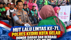 HUT Lalu Lintas ke-71, Polres Kediri Kota Gelar Donor Darah dan Berbagi dengan Ojek Online