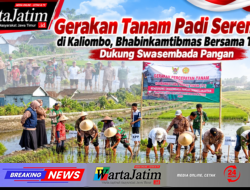 Gerakan Tanam Padi Serempak di Kaliombo, Bhabinkamtibmas Bersama Tiga Pilar Dukung Swasembada Pangan