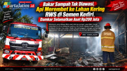 Bakar Sampah Tak Diawasi, Api Merembet ke Lahan Kering RWS di Semen Kediri, Damkar Selamatkan Aset Rp200 Juta