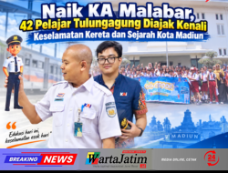 Naik KA Malabar, 42 Pelajar Tulungagung Diajak Kenali Keselamatan Kereta dan Sejarah Kota Madiun