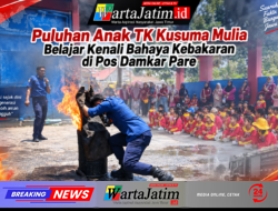 Puluhan Anak TK Kusuma Mulia Belajar Kenali Bahaya Kebakaran di Pos Damkar Pare