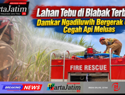 Lahan Tebu di Blabak Terbakar, Damkar Ngadiluwih Bergerak Cepat Cegah Api Meluas