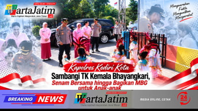 Kapolres Kediri Kota Sambangi TK Kemala Bhayangkari, Senam Bersama hingga Bagikan MBG untuk Anak-anak
