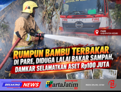 Rumpun Bambu Terbakar di Pare, Diduga Lalai Bakar Sampah, Damkar Selamatkan Aset Rp100 Juta