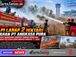 Api Lahap 2 Hektare Lahan PT Angkasa Pura Dekat Bandara Dhoho, Angin Kencang Bikin Petugas Berjibaku hingga 5 Jam