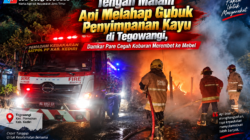 Tengah Malam Api Melahap Gubuk Penyimpanan Kayu di Tegowangi, Damkar Pare Cegah Kobaran Merembet ke Mebel