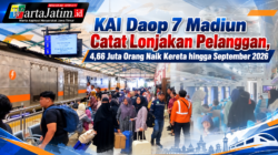 KAI Daop 7 Madiun Catat Lonjakan Pelanggan, 4,66 Juta Orang Naik Kereta hingga September 2026