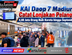 KAI Daop 7 Madiun Catat Lonjakan Pelanggan, 4,66 Juta Orang Naik Kereta hingga September 2026