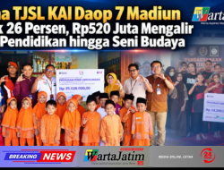 Dana TJSL KAI Daop 7 Madiun Naik 26 Persen, Rp520 Juta Mengalir ke Pendidikan hingga Seni Budaya