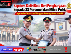Kapolres Kediri Kota Beri Penghargaan kepada 33 Personel dan Mitra Polri, Apresiasi Prestasi hingga Pencegahan Konflik